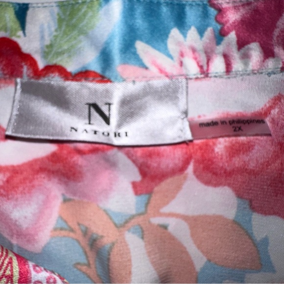 N by Natori Sakura Satin Pajama Set Sz 2X Mandarin Collar Excellent Condition - Picture 6 of 16